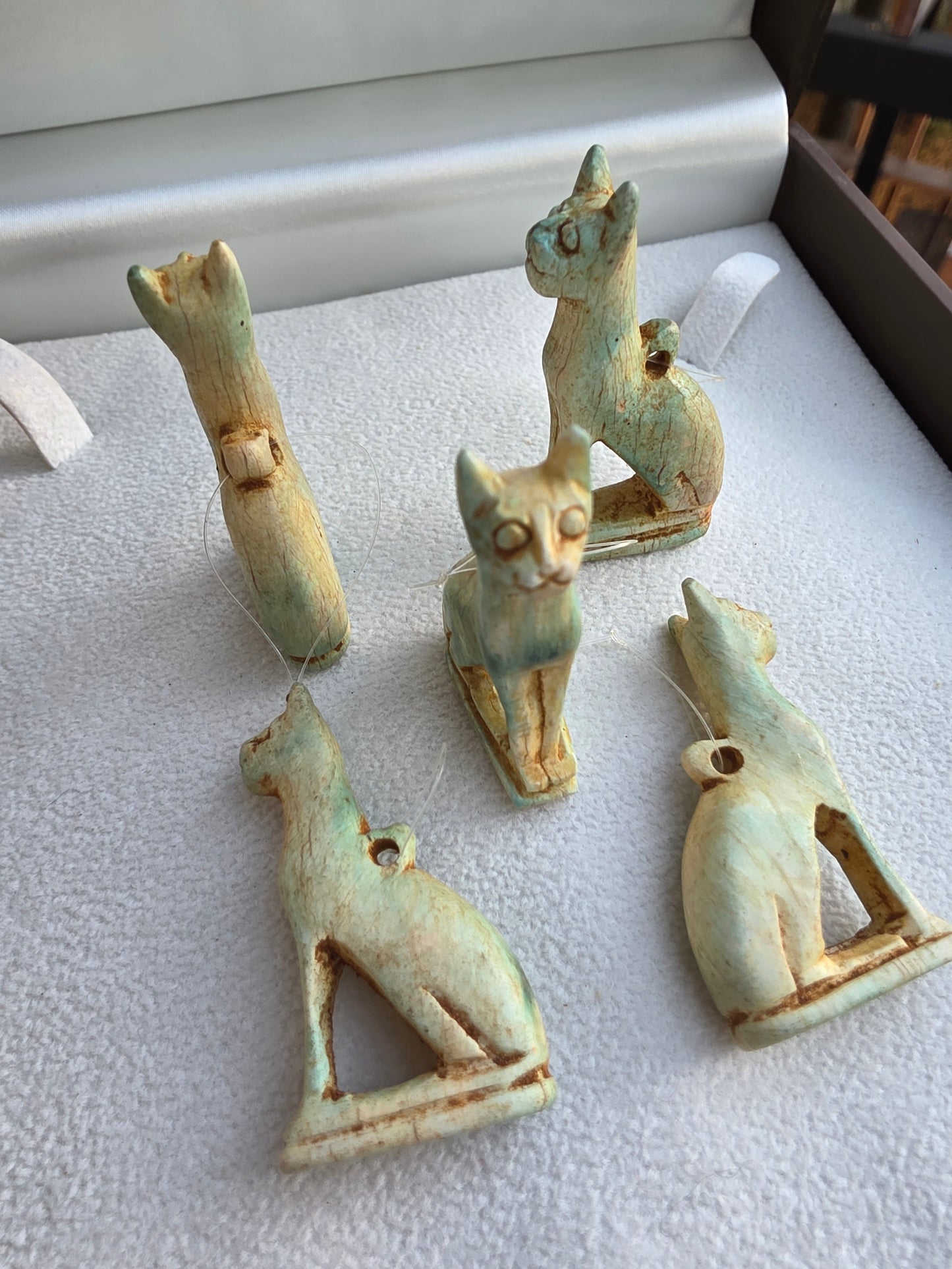 Egyptian Ceramic Faience-style Bastet Cat pendant (1 piece)