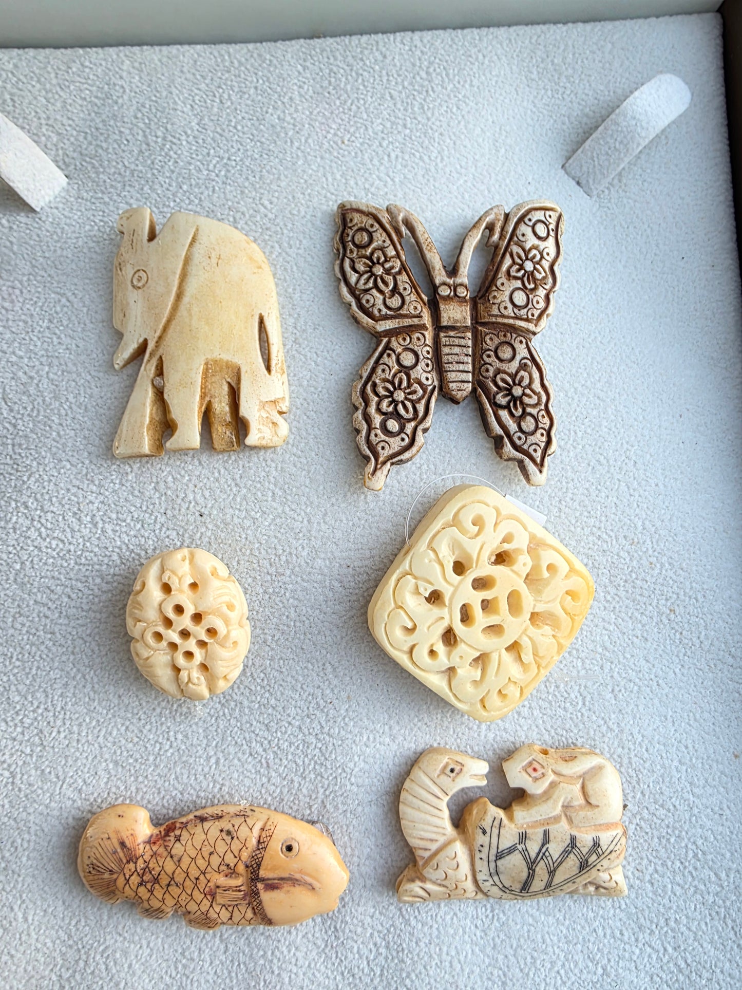 Carved Bone Focal Beads