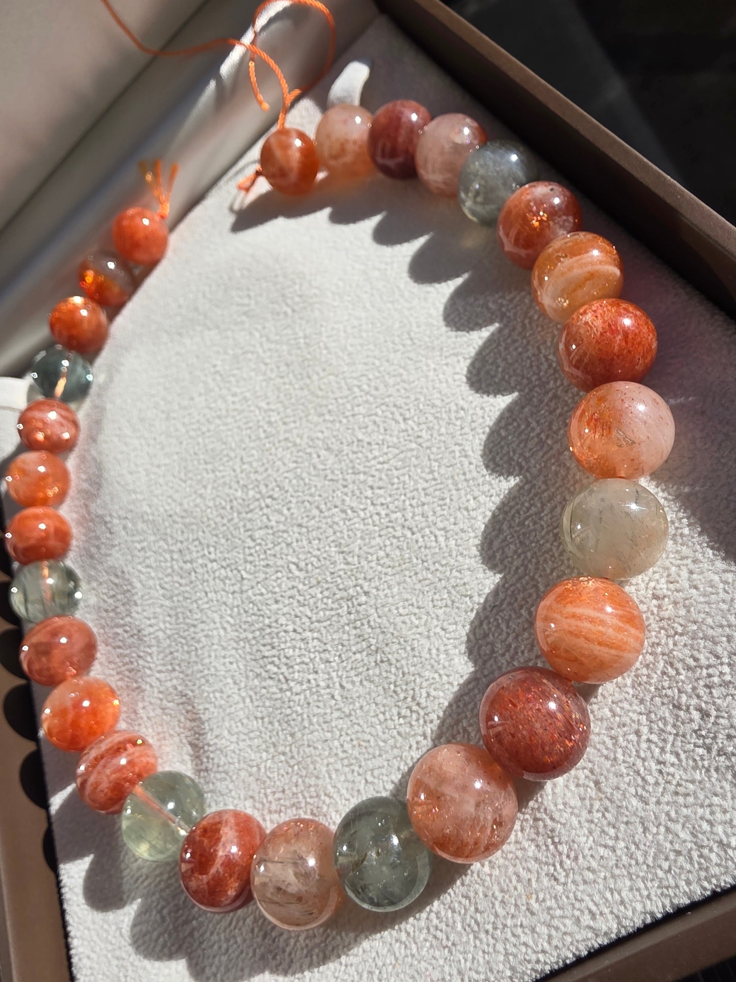 Sunstone Shimmering Orange and Green 13mm