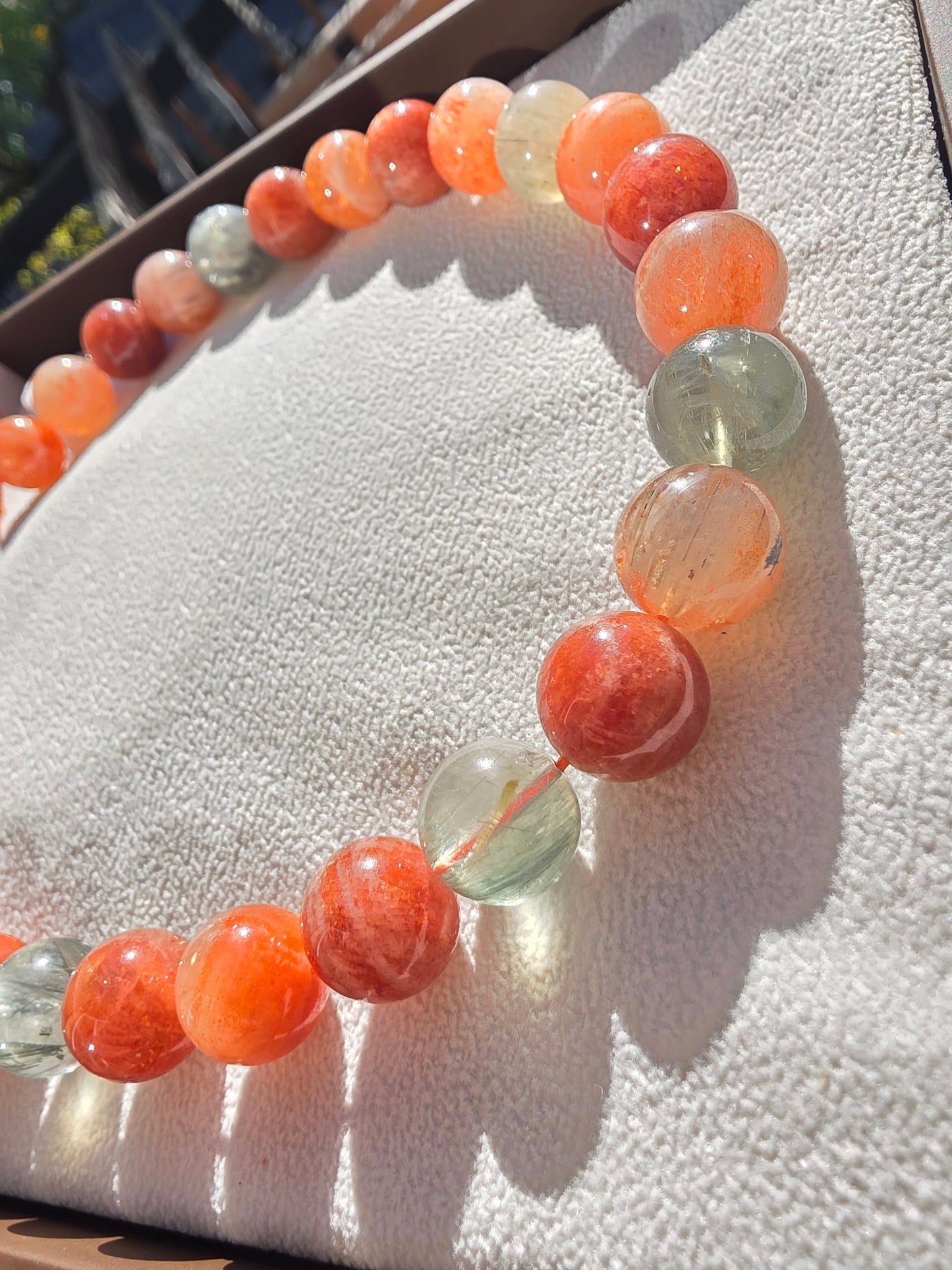 Sunstone Shimmering Orange and Green 13mm