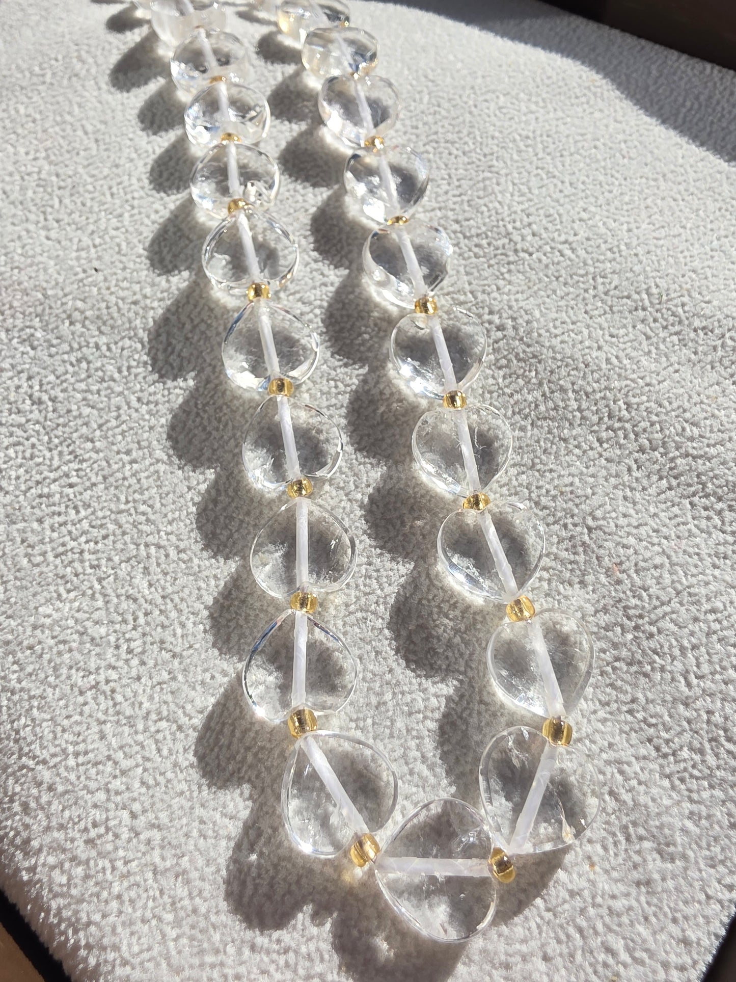 Quartz Heart Beads Faceted 12mm- 3 beads