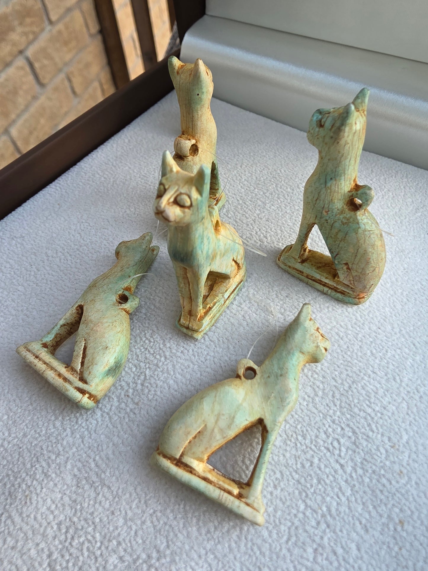 Egyptian Ceramic Faience-style Bastet Cat pendant (1 piece)