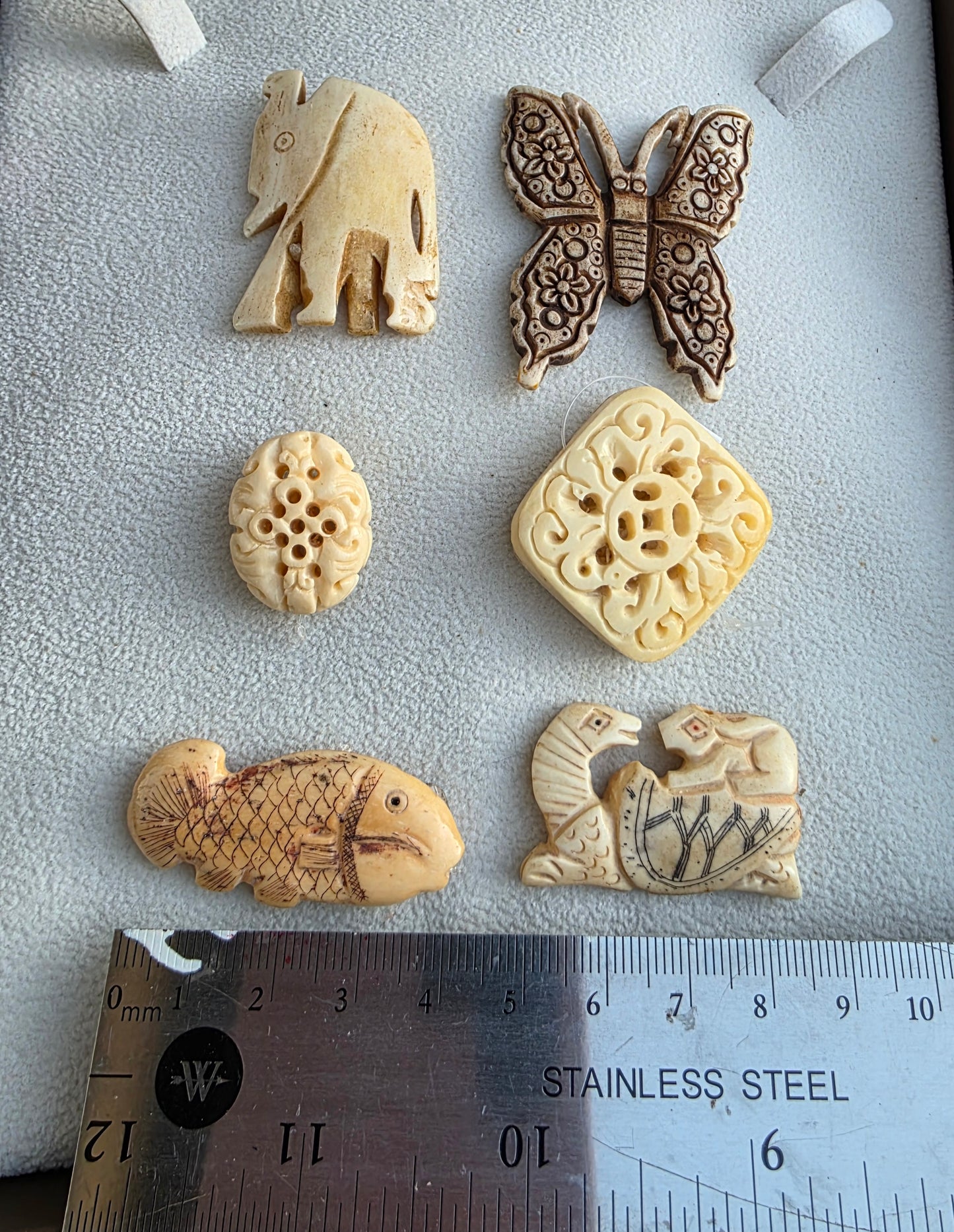 Carved Bone Focal Beads
