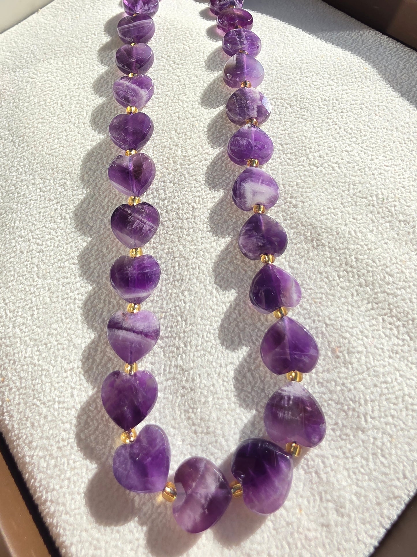 Amethyst Heart Beads Faceted 12mm- 3 beads