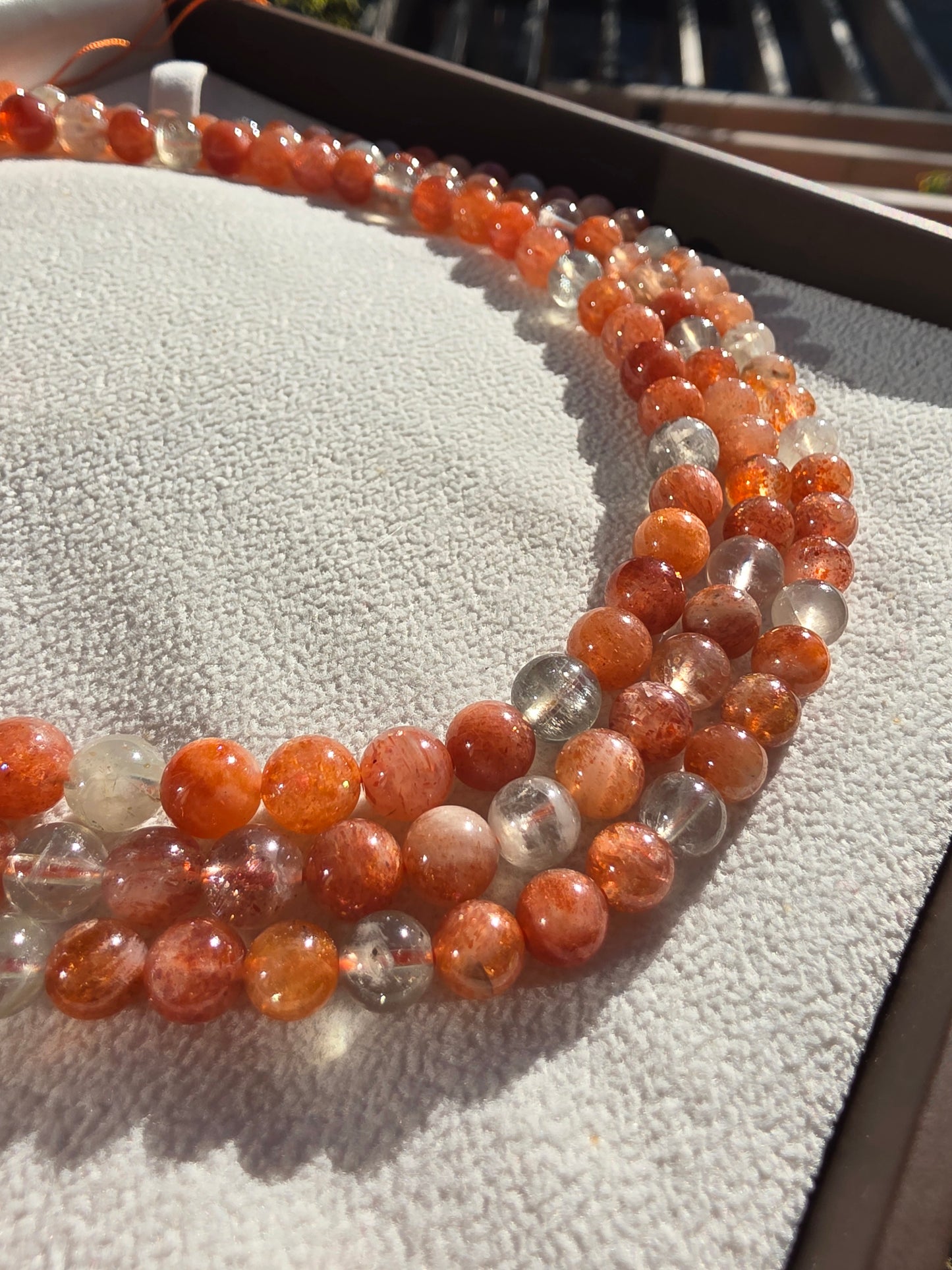 Sunstone Shimmering Orange and Green 6mm