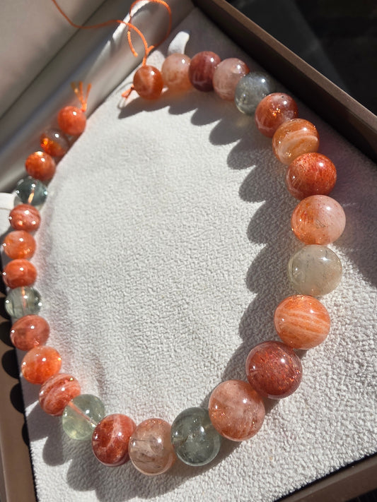 Sunstone Shimmering Orange and Green 13mm