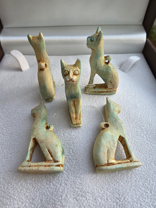 Egyptian Ceramic Faience-style Bastet Cat pendant (1 piece)