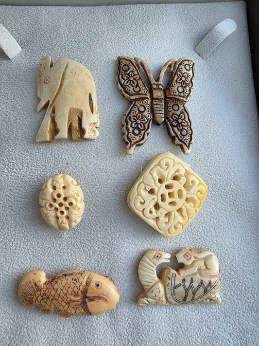 Carved Bone Focal Beads