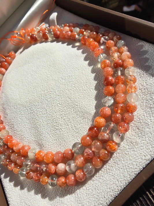 Sunstone Shimmering Orange and Green 6mm