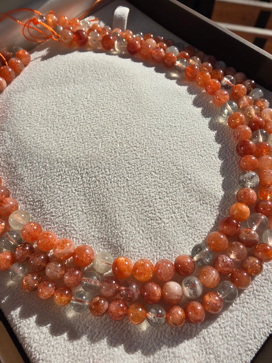 Sunstone Shimmering Orange and Green 8mm