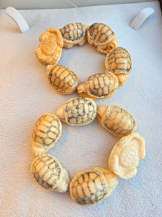 Carved Bone Turtle Bead Natural Bone Focal Bead Large