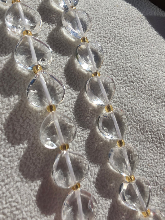 Quartz Heart Beads Faceted 12mm- 3 beads